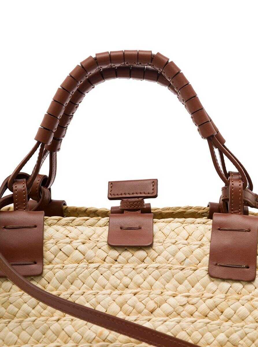 Genti de mana Casadei Panarea Brown Shopper With C-Chain Maxi Logo In Rafia And Leather Woman BROWN Femei (BM 14114543) 5