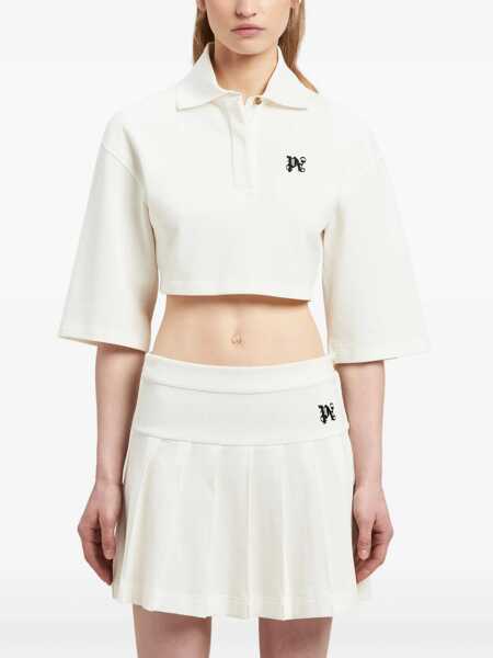 Tricouri Polo Palm Angels Monogram Cropped Polo Shirt WHITE Femei (BM 14127698) 3