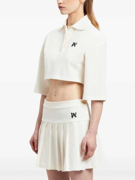Tricouri Polo Palm Angels Monogram Cropped Polo Shirt WHITE Femei (BM 14127698) 4