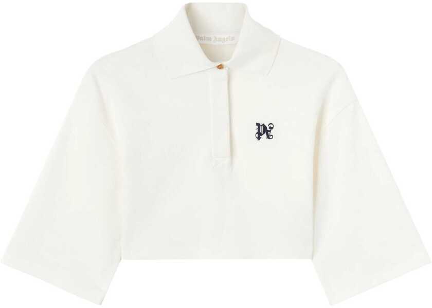 Tricouri Polo Palm Angels Monogram Cropped Polo Shirt WHITE Femei (BM 14127698) 1