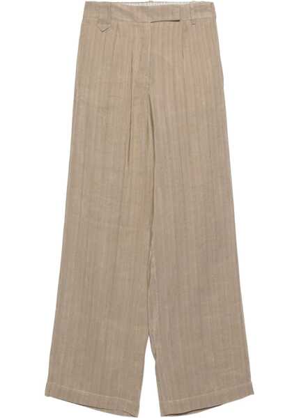 Pantaloni casual ALYSI Linen Pants BROWN Femei (BM 14129303) 1