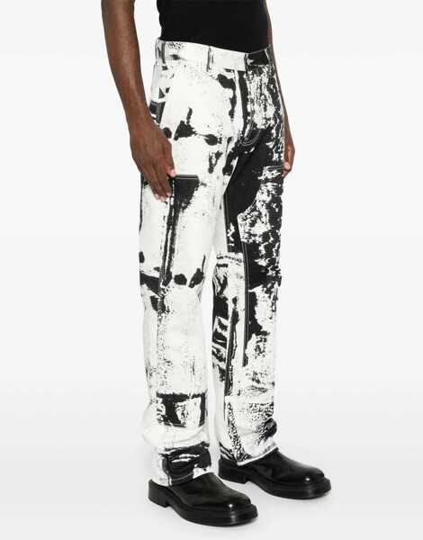 Blugi drepti Alexander McQueen Workwear Jeans With Fold Print WHITE Barbati (BM 14130332) 3