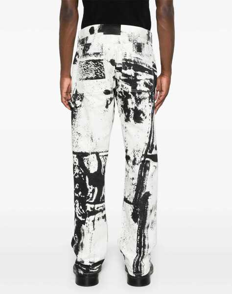 Blugi drepti Alexander McQueen Workwear Jeans With Fold Print WHITE Barbati (BM 14130332) 4
