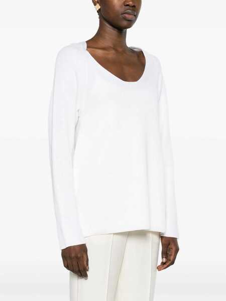 Pulovere Fabiana Filippi V-Neck Sweater WHITE Femei (BM 14131235) 3