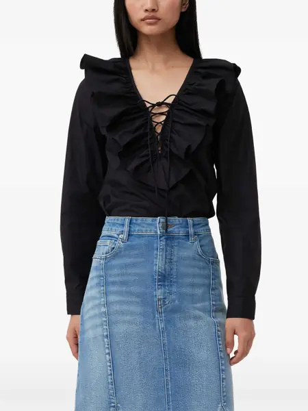 Bluze Ganni Blouse With Ruffles BLACK Femei (BM 14131316) 5