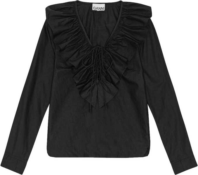 Bluze Ganni Blouse With Ruffles BLACK Femei (BM 14131316) 1