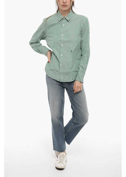 Camasi casual SPORTY & RICH Awning Striped Charlie Shirt Green Femei (BM 14160962) 4