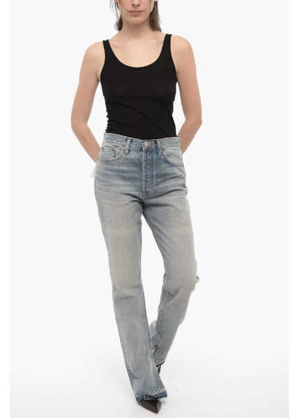 Blugi drepti RE/DONE Straight Leg Jeans With Ankle Slit 20Cm Blue Femei (BM 14160971) 4