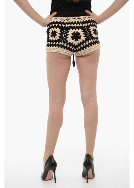 Pantaloni scurti MATIM Crochet Shorts With Sequined Details Black & White Femei (BM 14161502) 2