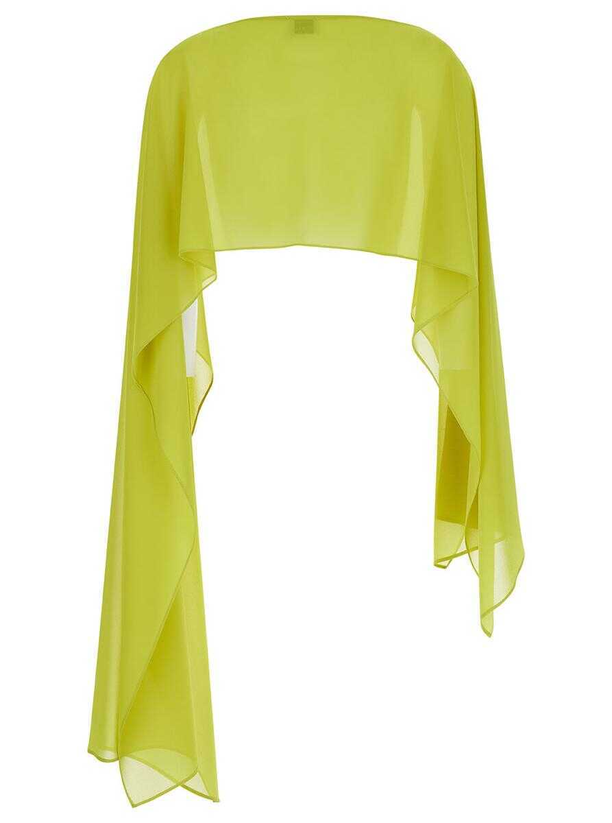 Esarfe PLAIN Yellow Stole With Boat Neckline In Sheer Fabric Woman GREEN Femei (BM 14164385) 2
