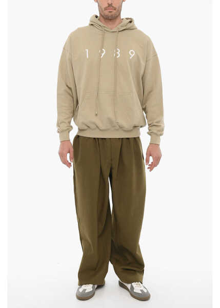 Bluze de trening 1989 STUDIO Brushed Cotton Hoodie With Contrasting Logo Beige Barbati (BM 14174627) 4