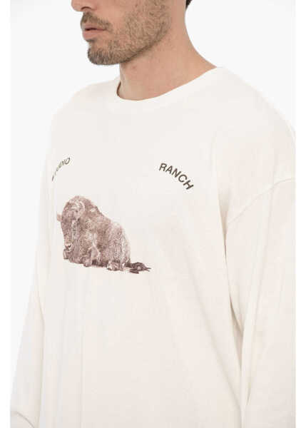 Tricouri 1989 STUDIO Long Sleeve Studio Ranch Crew-Neck T-Shirt With Front Print White Barbati (BM 14175038) 2