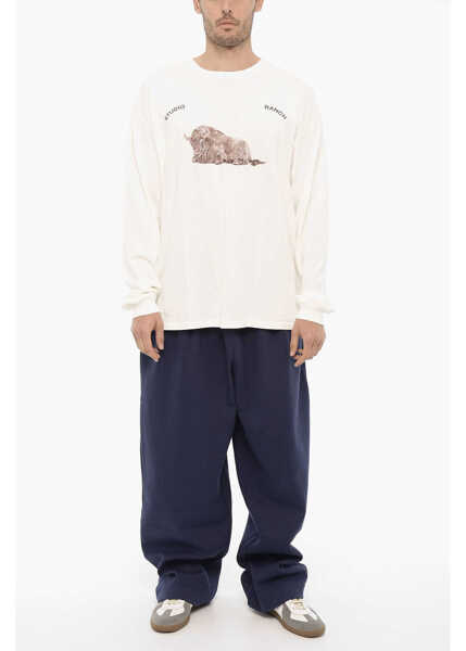 Tricouri 1989 STUDIO Long Sleeve Studio Ranch Crew-Neck T-Shirt With Front Print White Barbati (BM 14175038) 4