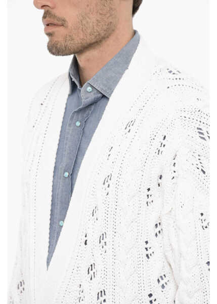 Cardigane 1989 STUDIO V-Neck Cable Knit Cardigan White Barbati (BM 14175071) 2