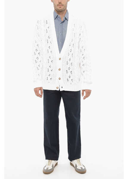 Cardigane 1989 STUDIO V-Neck Cable Knit Cardigan White Barbati (BM 14175071) 4