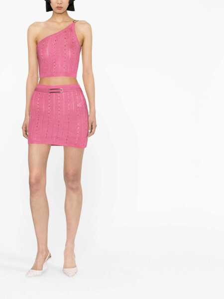 Bluze Alessandra Rich One-Shoulder Lurex Crop Top With Crystals Pink Femei (BM 14175173) 2