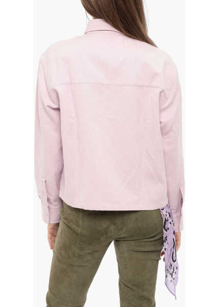 Camasi casual Destin Solid Color Cotton And Linen Marina Overshirt With Bandana D Pink Femei (BM 14175392) 2