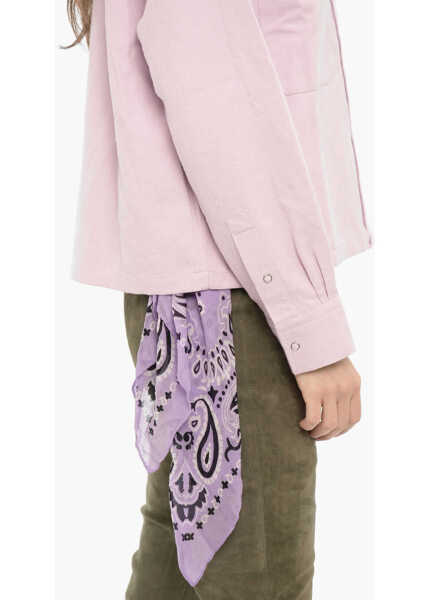 Camasi casual Destin Solid Color Cotton And Linen Marina Overshirt With Bandana D Pink Femei (BM 14175392) 3