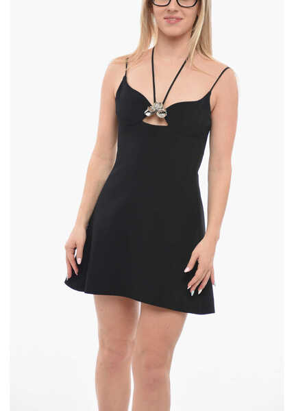 Rochii scurte DAVID KOMA Lace-Up Detail Metal Flower Sheath Dress Black Femei (BM 14175578) 4