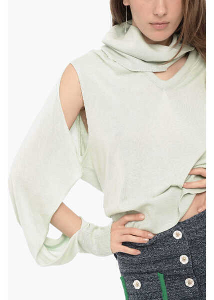 Pulovere RAMAEL Silk Sweater With Cut-Out Detail And Removable Collar Light Blue Femei (BM 14175764) 3