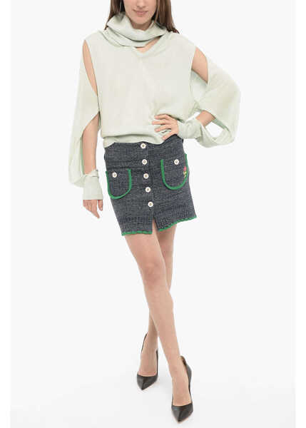 Pulovere RAMAEL Silk Sweater With Cut-Out Detail And Removable Collar Light Blue Femei (BM 14175764) 4