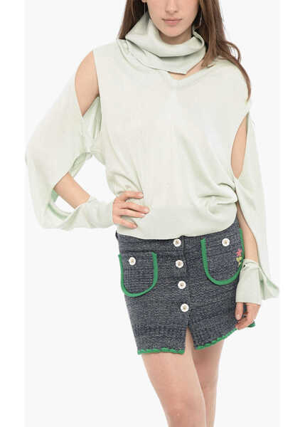 Pulovere RAMAEL Silk Sweater With Cut-Out Detail And Removable Collar Light Blue Femei (BM 14175764) 1