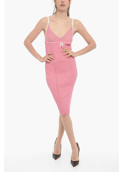 Rochii scurte CORMIO Knitted Ribbed Naomi Bodycon Dress With Velvet Ribbon Pink Femei (BM 14175977) 1