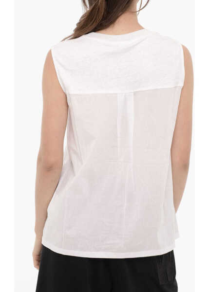 Maiouri Woolrich Crew-Neck Double Fabric Tank Top White Barbati (BM 14176097) 2