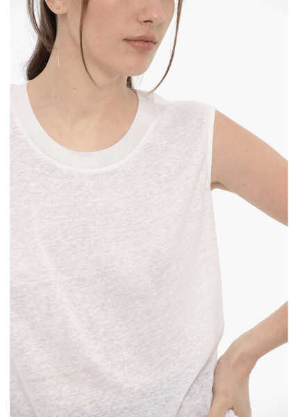 Maiouri Woolrich Crew-Neck Double Fabric Tank Top White Barbati (BM 14176097) 3