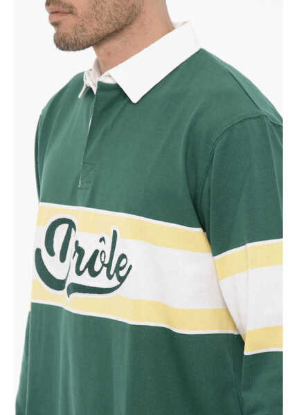 Tricouri Polo DRLE DE MONSIEUR Long Sleeve Polo Shirt With Maxi Logo Green Barbati (BM 14176115) 2