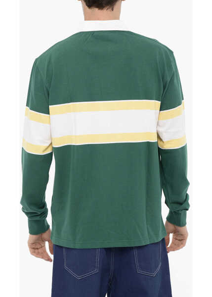 Tricouri Polo DRLE DE MONSIEUR Long Sleeve Polo Shirt With Maxi Logo Green Barbati (BM 14176115) 3