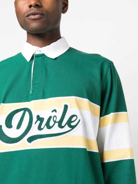 Tricouri Polo DRLE DE MONSIEUR Long-Sleeve Polo With Maxi Logo Green Barbati (BM 14176115) 5