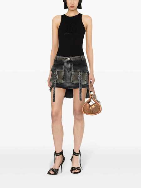 Maiouri Blumarine Blumarine Logo Ribbed Cotton Tank Top Black Barbati (BM 14248695) 2