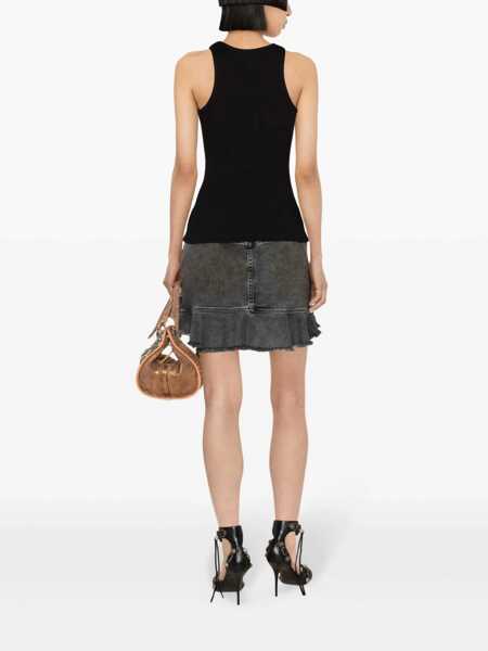 Maiouri Blumarine Blumarine Logo Ribbed Cotton Tank Top Black Barbati (BM 14248695) 4