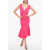 ROLAND MOURET Sweetheart Neckline Solid Color Maxi Dress Pink