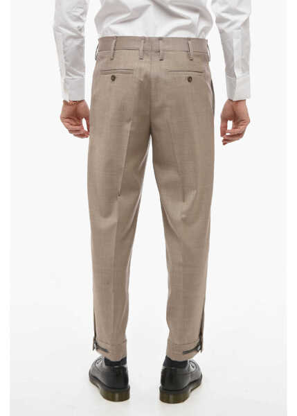 Pantaloni casual Neil Barrett Hopsack Slim Pants With Metal Application Beige Barbati (BM 14320506) 2