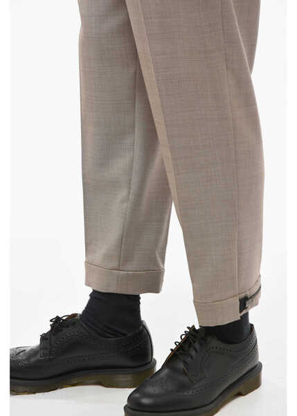 Pantaloni casual Neil Barrett Hopsack Slim Pants With Metal Application Beige Barbati (BM 14320506) 3