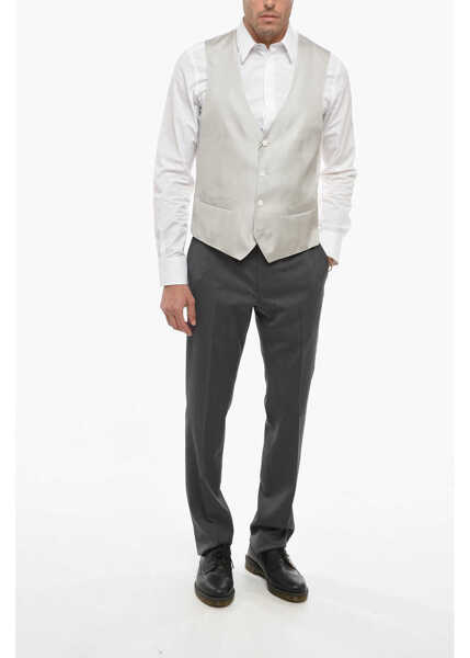 Veste costum CORNELIANI Two-Tone Silk Cerem.academy Waistcoat White Barbati (BM 14320935) 4