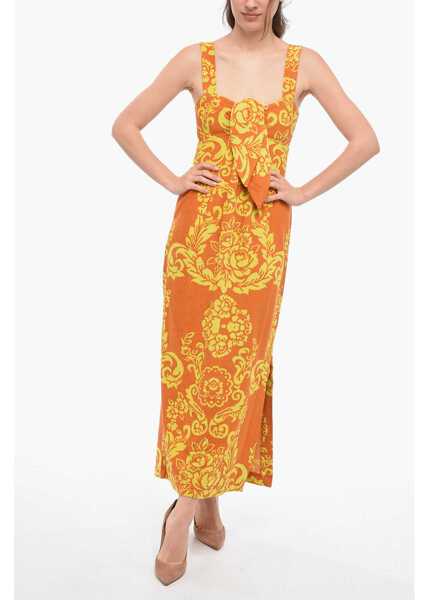 Rochii lungi ALEMAIS Anthemion- Printed Terry-Cotton Alby Midi Dress Orange Femei (BM 14321175) 4