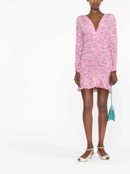 Rochii lungi Isabel Marant Draped Lara Dress With V-Neckline Pink Femei (BM 14321229) 2