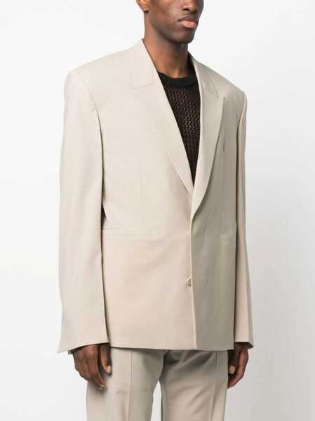 Sacouri Givenchy Double-Breasted Wool Blend Blazer With Hidden Button Beige Barbati (BM 14321238) 3