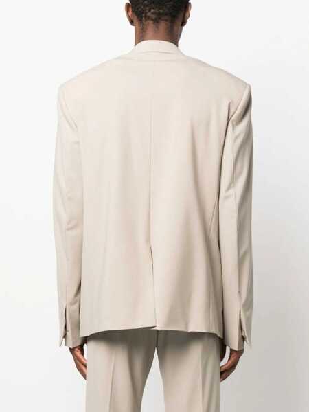 Sacouri Givenchy Double-Breasted Wool Blend Blazer With Hidden Button Beige Barbati (BM 14321238) 4