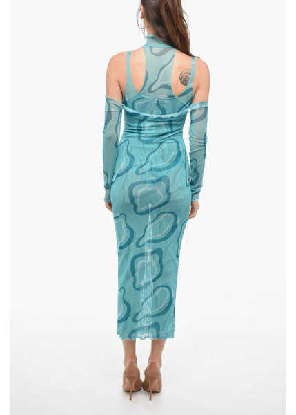 Rochii lungi JULFER Cold-Shoulder Mesh Maxi Sheat Dress Light Blue Femei (BM 14355663) 2