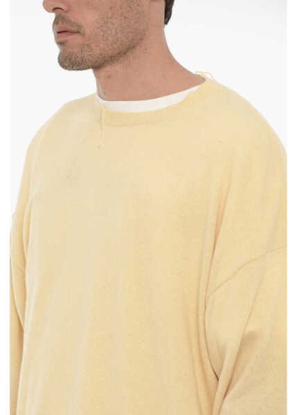 Pulovere RAMAEL Vintage Effect Cashmere Blend Crew-Neck Sweater Yellow Barbati (BM 14357538) 3