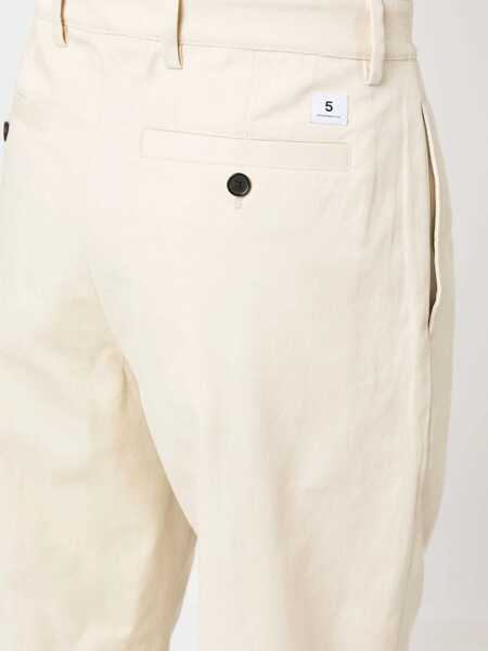Pantaloni casual Department Five Cotton Twill E-Motion Baggy Fit Pants Beige Barbati (BM 14357781) 5