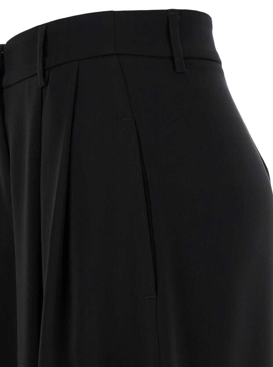 Pantaloni casual PLAIN Black Pants With Belt Loops And Wide Leg In Cady Woman Black Femei (BM 14360619) 3