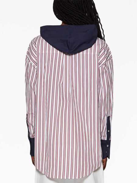 Camasi casual BLUEMARBLE Bengal Striped Maxi Overshirt With Hood White Barbati (BM 14369061) 5