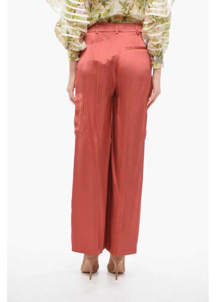 Pantaloni casual Loulou Studio Single Pleated Satin Wide Leg Pants Burgundy Femei (BM 14369652) 2