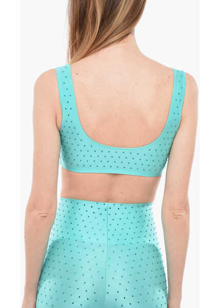 Bluze THE ANDAMANE Solid Color Hollywood Crop Top With Rhinestone Embellishment Light Blue Femei (BM 14369655) 2