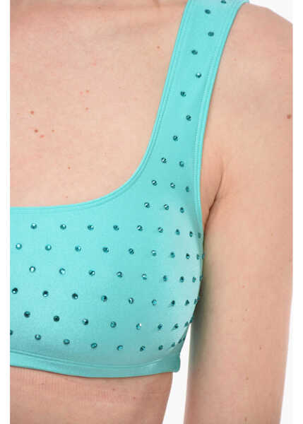 Bluze THE ANDAMANE Solid Color Hollywood Crop Top With Rhinestone Embellishment Light Blue Femei (BM 14369655) 3